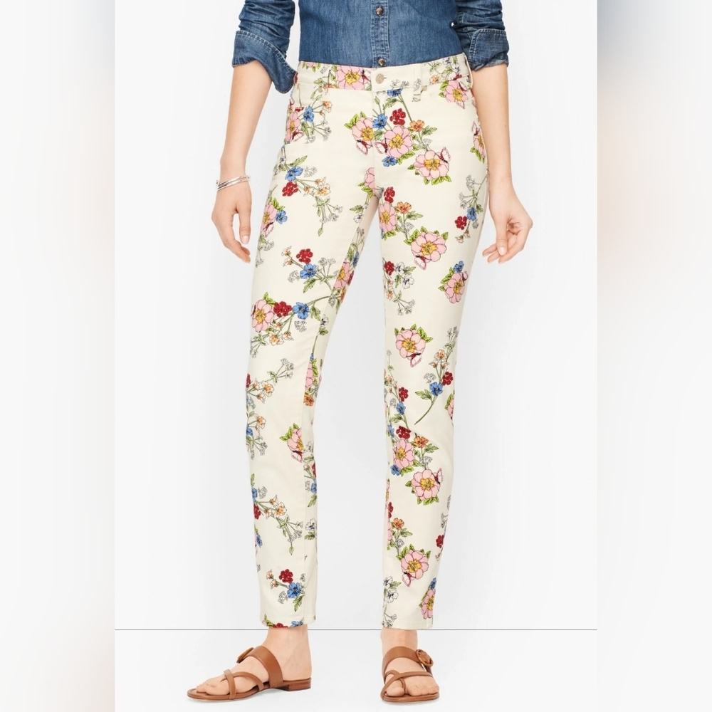 Talbots Slim Ankle Jean In Floral Bouquet Size 10 EUC